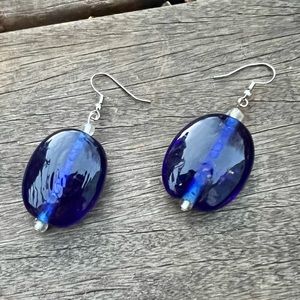 Blue glass bead earrings